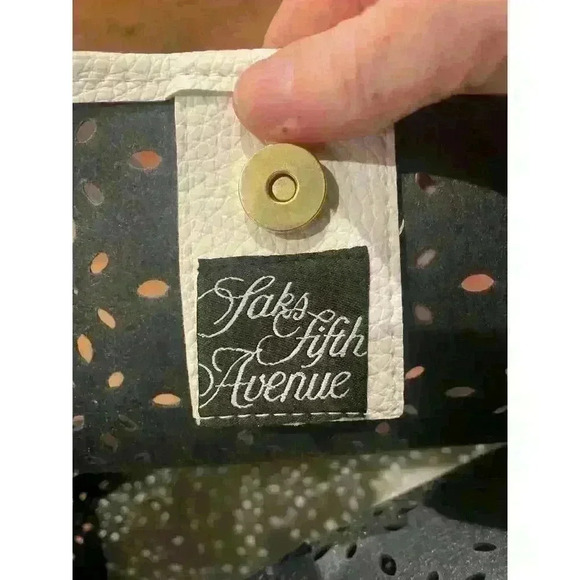 NWT Saks Fifth Avenue Faux Leather Perforated Tote Bundle (2) - Picture 5 of 12